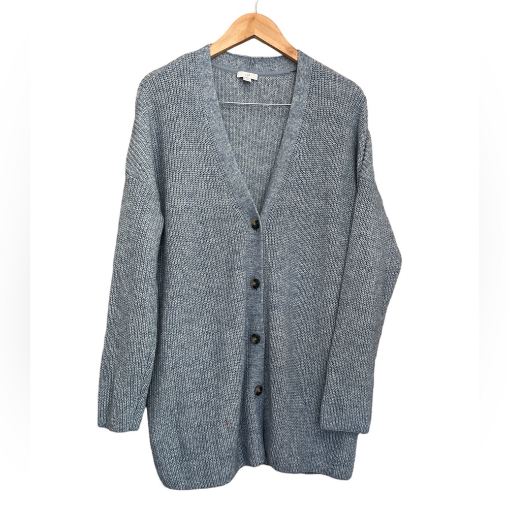 J.Jill Chunky Knit Long Line Cardigan Button Up Casual Blue Size Tall Large